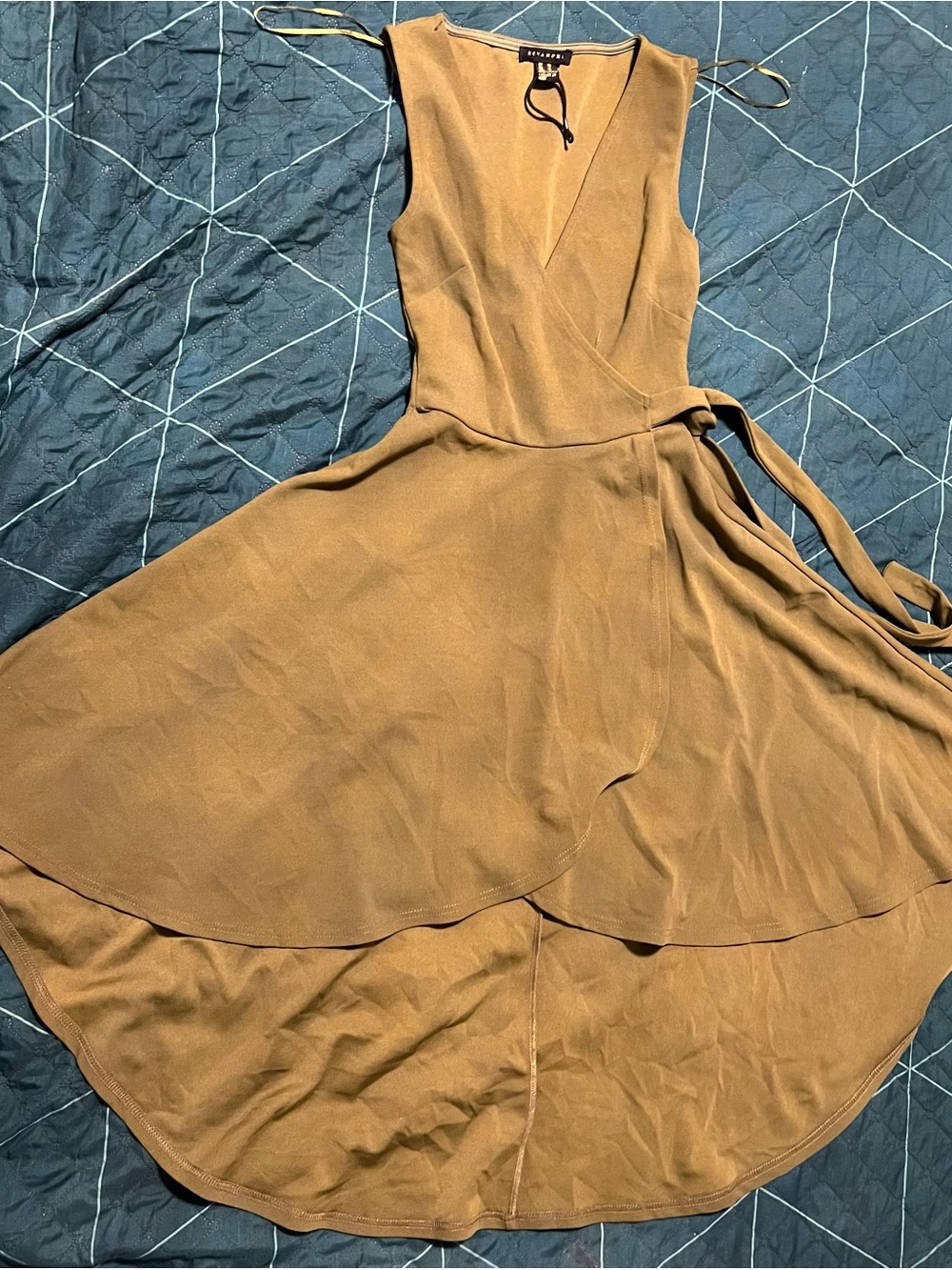 Sleeveless Wrap Midi Dress in Brown